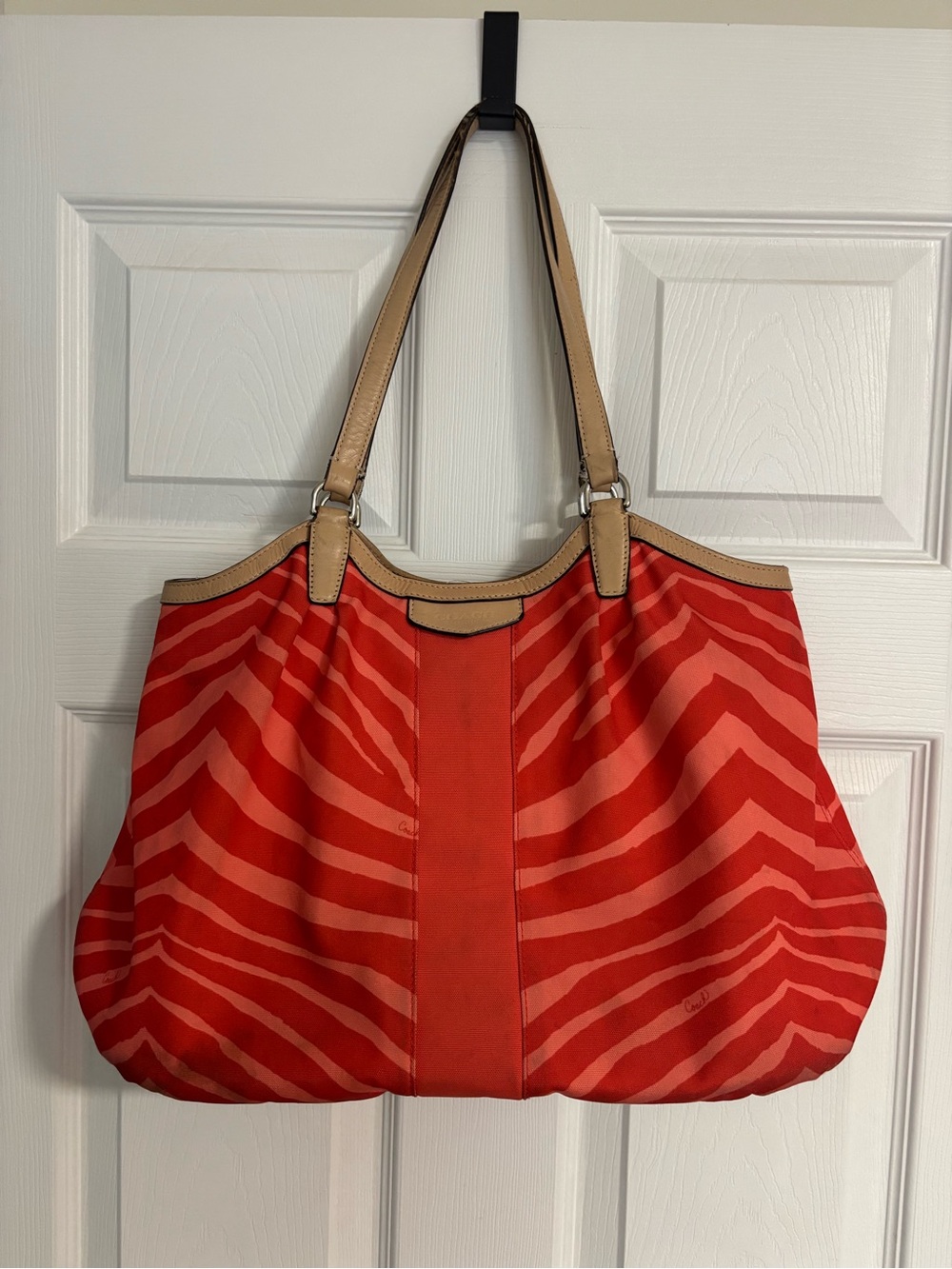 Vintage Y2K Coach Zebra Print Large Shoulder Tote Bag - 2013